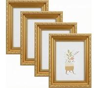 4 Pack Gold Photo Frames 21×29.7cm - A4 Vintage Ornate Picture Frames Set for Wall Mounting or Tabletop - Classic Gold Frames, for Gallery Wall, Weddings & Home Decor (A4)