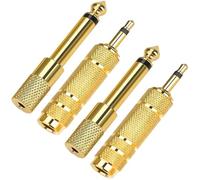 4-Pack Gold-Plated 3.5mm-to-6.35mm Audio Jack Adapter - Stereo Headphone Jack Adapter - 6.35mm-to-3.5mm Adapter for DJ, Headphones, Keyboard, Digital Piano, Amplifier, and Audio Connections