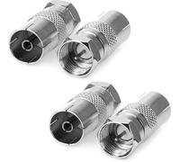4-Pack Gold Plated F-Type TV Adapters - Weatherproof Coaxial Connectors for Satellite/Cable/Antenna, Signal Boost for HDTV/DVR/Set-Top Box