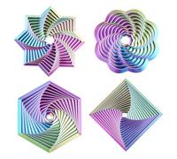 4-Pack Gradient Fractal Fidget Toy for Adults and Kids,3D Printed Hexagon Sensory Toys for Stress Relief, Spiral Visual Fidgets for Anxiety, Silent Office Desk Toys for Focus (Red Yellow Blue)