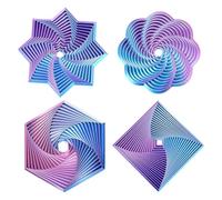 4-Pack Gradient Fractal Fidget Toy for Adults and Kids,3D Printed Hexagon Sensory Toys for Stress Relief, Spiral Visual Fidgets for Anxiety, Silent Office Desk Toys for Focus (Red Blue)