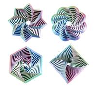 4-Pack Gradient Fractal Fidget Toy for Adults and Kids,3D Printed Hexagon Sensory Toys for Stress Relief, Spiral Visual Fidgets for Anxiety, Silent Office Desk Toys for Focus (Red Blue Green)
