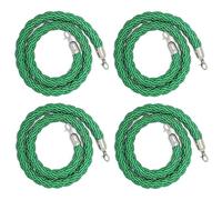4 Pack Green Braided Hemp Rope Barrier,Stanchion Rope with Polished Silver Hooks,Twisted Queue Rope,Crowd Control Rope Barrier for Queue Divider,Rope Safety Barrier(Size:10ft/305cm
