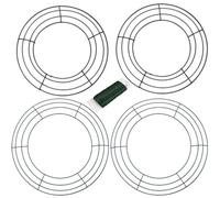 4 Pack Green Christmas Wire Wreath Rings 12inch 8inch Metal Wreath Frame,30cm 20cm Large Round Wire Wreath Frame for Christmas Wreath Making Rings Base,Wedding Garland Ring,Garden, Home DIY Crafts