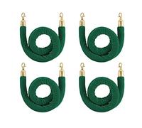 4-Pack Green Stanchion Ropes with Clips - Premium Queue Management for Hotels Restaurants & Events - Durable Safety Barriers for Visitor Control