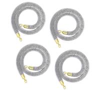 4 Pack Grey Velvet Rope - 6.6ft Crowd Control Ropes for Red Carpet Events, Queue Line Barriers with Durable Hooks for Event Management and Party Decorations