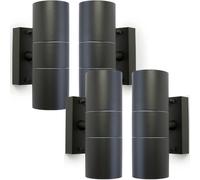Loops 4 PACK GU10 Anthracite Up & Down Wall Lights Outdoor Twin Dimming Lamp Fitting Loops Multicolor