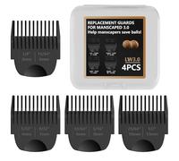 4 Pack Guards for Manscaped Lawn Mower 3.0 - Adjustable Lawnmower 3.0 Trimmer Guards with Organizer, Waterproof Guide Comb Replacement for Manscaped 3.0 Attachments, Cutting Lengths from 1/8" to 1/2"