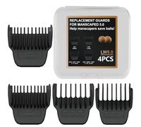 4 Pack Guards for Manscaped Lawn Mower 5.0 - Adjustable Lawnmower 5.0 Trimmer Guards with Organizer, Waterproof Guide Replacement for Manscaped 5.0 Attachments, 8 Cutting Lengths from 1/32" to 15/32"
