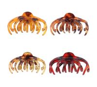 4 Pack Hair Clips for Women, Large Octopus Claw Clips, Unique Leopard Amber Women Hair Clips, Retro Hair Claw Clips for Thick, Thin, Curly & Straight Hair, Versatile Styling Accessories