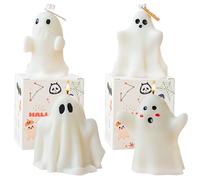 4 Pack Halloween Scented Candles Soy Wax Candles Ghost Gift Set 28H | Halloween Natural Soy Wax Aromatherapy Candle Gift Set with 4 Cute Ghost Designs, Halloween Decors Gift for Her Mum Friend