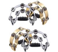 4 Pack Handheld Tambourine with Metal Jingles, Panderos Para Adultos, Panderos De Danza Cristianos, Tambourines Musical Instrument, Half Moon Percussion Musical Tambourine for Church, Party, KTV