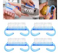 4 Pack Handle Grip Nail Brush,Hand Fingernail Scrub Cleaning Brushes for Toes and Nails Cleaner (Blue)