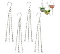 4 Pack Hanging Basket Chains - 3 Point 14 Inch (36cm) Metal Replacement Chains for Hanging Baskets, Flower Pots, Bird Feeders, and Garden Ornaments - Clip-On Heavy Duty Hanging Chains