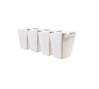 4 Pack Hanging Cup Holders for Storage Trolley & Cutlery Rack,Trolley Basket Storage,Rolling Cart Accessorie,4.75x4" Hanging Bins,Removable Storage Cart Accessories,Hanging Kitchen Container (White)