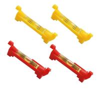 4-Pack Hanging String Level Tool with Molded Hooks, 3-inch Horizontal Bubble Spirit Level for Construction, Layout, Flooring, Shelving & DIY Projects - Plastic, Red/Yellow