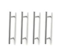 4 Pack - Harvey Paul, Luxe Satin Silver 12mm T-Bar Cabinet Pull Handles, 200mm Long, 128mm Hole Centres - Screws Included