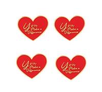 4-Pack Heart Enamel Pins - Alloy “You Make a Difference” Inspirational Badge, Cute Red Heart Lapel Pin, Motivational Gift for Friends, Teachers, and Coworkers