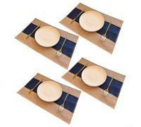 4 pack heat resistant dining table mats for commercial and home use, crafted with robust jute to shield tables from hot dishes and spills in busy kitchen environments (dark blue)