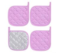 4 Pack Heat Resistant Pot Holders for Oven Stove and Grill Use Made of Polyester with Non Slip Texture and Heat Shielding for Daily Meal Prep (4pcs Purple)