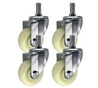 4 Pack Heavy Duty 3" Threaded Stem Locking Casters - M14 M16 M20 Swivel Trolley Wheels with Bearings 300 Kg Capacity Durable Nylon Industrial Castors No Brake Option