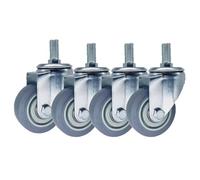 4 Pack Heavy Duty 75mm Silent Swivel Casters with Brake Industrial Replacement TPR Wheels for Trolley Threaded Stem (M12 M14 M16 M20) X 30mm.