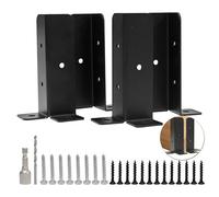 4 Pack Heavy Duty Adjustable Fence Post Brackets - Black Metal Post Base with Screws for Wood Stakes, Fence Repair, Pergola & Deck Support - Rust-Resistant, Sturdy Outdoor Bracket Kit