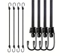 4-Pack Heavy Duty Bungee Cords (8mm x 24 Inch), Extra Strong Elastic Ropes with Secure Safety Hooks, Weather-Resistant for Trampoline Replacement, Home Gym Equipment, Camping & Outdoor Gear