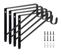 4 Pack Heavy Duty Closet Shelf & Rod Brackets,Closet Rod Bracket,Shelf Brackets Clothes,Closet Shelves Bracket with Rod Shelving Support,with Screws Black