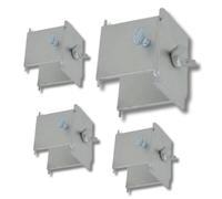 4 Pack Heavy Duty Dori Block Clamps with Lock Bolts - Zinc Plated Steel - Compatible with 40mm & 50mm Poles - Long Sided Universal Construction & Bricklaying Fixing Clamps