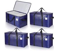 4 Pack Heavy Duty Extra Large Storage Bags, Moving Bags, Thicker Waterproof Storage Bags with Zips for Moving, for clothing, bedding, Travel, camping, university, Holiday Decorations Storage
