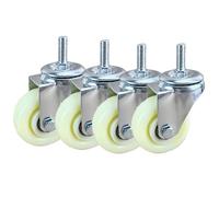 4 Pack Heavy-Duty Lockable 75mm Swivel Casters with Brake Replacement Nylon Wheels M14 M16 M20mm Threaded Stem Supports 100kg Load Capacity