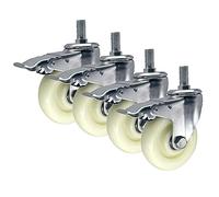 4 Pack Heavy Duty Locking Casters - 3" Threaded Stem M14 M16 M20 Swivel Trolley Wheels with Bearings 300 Kg CapacityNylon Castors for Industrial Furniture
