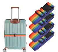 4 Pack Heavy Duty Luggage Straps - Adjustable Suitcase Packing Belts with Quick Release Buckle - Durable Travel Bag Straps for Holiday, Airport & Backpacks - Rainbow Colour