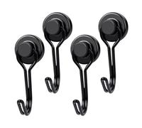 4 Pack Heavy Duty Magnetic Hooks, 30 lb+ Black Strong Swivel Swing Magnet Hooks for Camping, Fridge, Kitchen, Magnetic Coat Hangers, Van Accessories, Cruise Essentials, Refrigerator Hook, Ceiling Hook