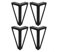 4 Pack Heavy Duty METALs Furniture Legs, 6 Inch Triangular Iron Replacement FEETs for Sofa Couch Bed Cabinet Table, Rust-Proof Non-Slip Supports with Noise Reduction(Black)