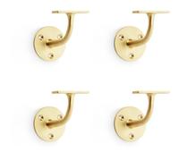 4 Pack - Heavy Duty Stair Handrail Bannister Bracket Arm - Satin Brass 82mm Proj Holder
