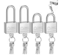 4 Pack Heavy Duty Steel Padlocks with Keys, Outdoor Waterproof Safe Padlock 2 Short and 2 Long Shackle Padlocks, Neck Padlock for Gym Locker, Fence, Garage, Garden, Storage, Toolbox