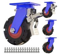 4-Pack Heavy-Duty Swivel Caster Wheels 150mm 200mm 250mm 300mm Puncture-Proof Solid Rubber with Brake Easy to Install for Trolleys & Workbenches