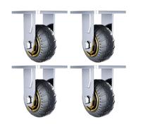 4 Pack Heavy Duty Swivel Caster Wheels 360° Rotating Zinc Plated Steel Rubber Tires Shock Absorbing Low Noise Ideal for Industrial Trolleys 4in (100mm)