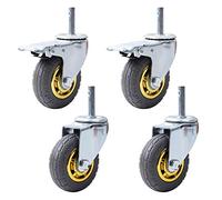 4-Pack Heavy-Duty Swivel Casters with Brake 360° Rubber Wheels for Industrial Trolleys M14x60mm Replacement Wheel Mobile Caster Set for Easy Transport