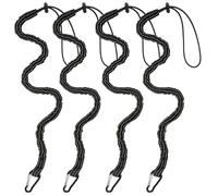 4 Pack Heavy Duty Tool Lanyard with Carabiner and Adjustable Loop, Fall Protection Tool Tether for Working at Height, 65-90cm Stretch Safety Lanyard, 10KG Weight Limit for Scaffold and Construction