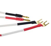 [4-pack] Hifi Speaker Cable Jumpers Wire /Assembled (Spade Plug to Banana Plugs) White /ジャンパーケーブル Yラグ⇔バナナプラグ/하이파이 점퍼케이블/音箱跳线 喇叭跳线 Wva-bw02