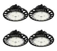 4 PACK High Bay Emergency Pendant Light 200W Daylight White LED - Matt Black Loops White One Size