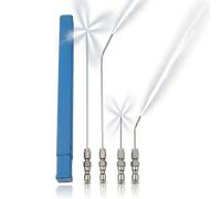 4 Pack High-Pressure Washer Needle Nozzle Kit, Stainless Steel, 360° Cross-Hole and Bent Tips, 1/4" Quick-Connect, for Washing Machine Drum, AC Coil, and Crevice Cleaning