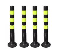 4 Pack High Visibility PU Traffic Safety Bollard, Flexible Impact Resistant Parking Barrier Post, Ground Mount Security Delineator for Driveway Parking Lot Hotel School Mall Crowd Control(Black)