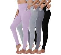 4 Pack High Waisted Leggings for Women-Soft Athletic Tummy Control Pants for Running Yoga Workout Reg & Plus Size (UK, Alpha, L, Regular, Regular, #2)
