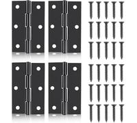 4 Pack Hinges 3 Inch Door Hinges Stainless Steel Folding Bifold Butt Cabinet Hinge, Interior Door Hinge for Doors, Cabinets, Cupboards, and Wooden Boxes with Mounting Screws Black