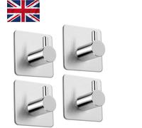 Aikzik 4 Pack of Self Adhesive Hooks, Max 8kg Load Sticky Hooks, Tea Towel Hooks, Versatile Self-Adhesive Wall Hooks for Use in Bathrooms, Kitchens, Doors, Cupboards, Bed Curtains, Towels, Key