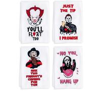 4 Pack Horror Movie Character Kitchen Dish Towels Gift Set - 23 x 15 Inch Michael Myers Halloween Movie Collection Gifts, Horror Gifts Tea Towels for Women, Funny Kitchen Towels for Horror Movie Decor